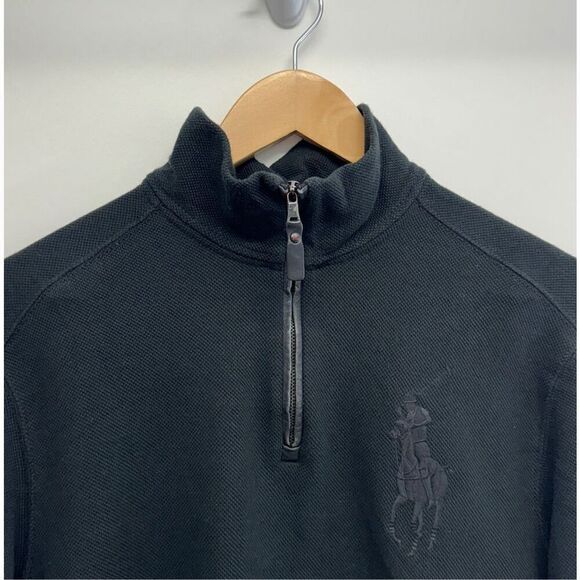 Polo Ralph Lauren 1/4 Zip Sweater Mens Size L Black Pony Pullover Long Sleeve - Picture 5 of 11